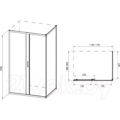 Душевой уголок IVA 120x90x200 / E4SX129C