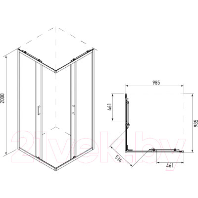 Душевой уголок IVA 100x100x200 / E4SB100T