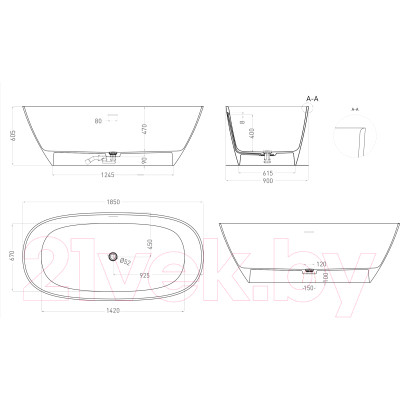 Ванна из искусственного камня Salini Sofia 185x90 / 102529MRF