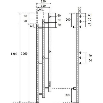 Полотенцесушитель электрический Маргроид Ferrum Inaro 3 Cascade СНШ 120x6