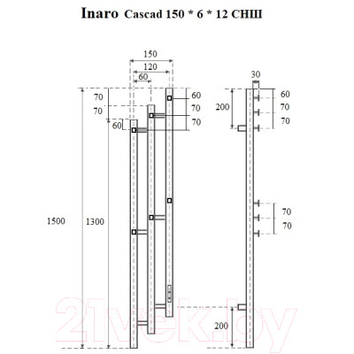 Полотенцесушитель электрический Маргроид Ferrum Inaro 3 Cascade СНШ 150x6