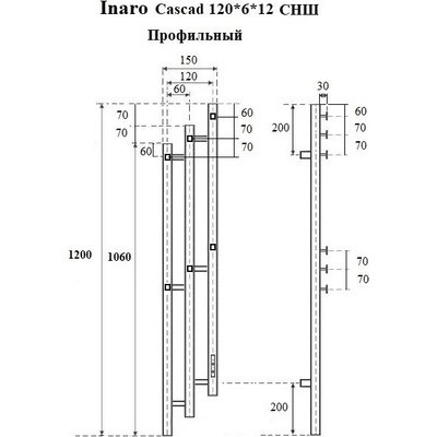 Полотенцесушитель электрический Маргроид Ferrum Inaro 3 Cascade СНШ Профильный 120x6