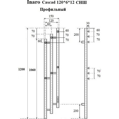 Полотенцесушитель электрический Маргроид Inaro 3 Cascade СНШ Профильный 120x6