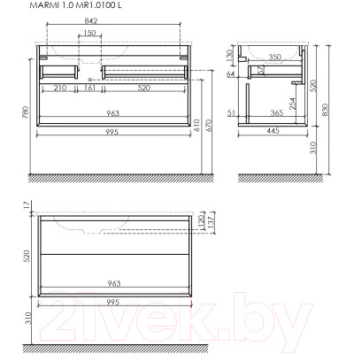 Тумба под умывальник Sancos Marmi 1.0 MR1.0100LECH