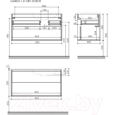 Тумба под умывальник Sancos Marmi 1.0 MR1.0100REG