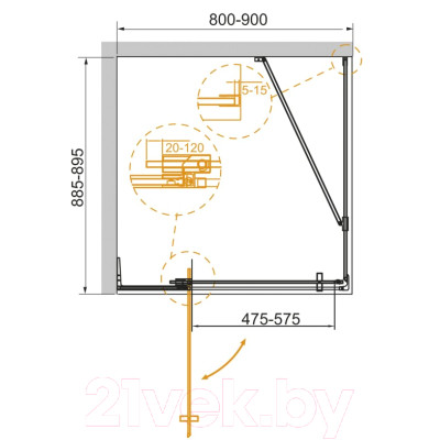 Душевой уголок Cezares SLIDER-AH-1-90-80/90-C-GM