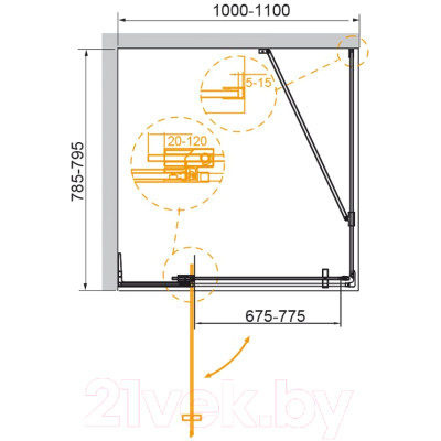 Душевой уголок Cezares SLIDER-AH-1-80-100/110-C-GM