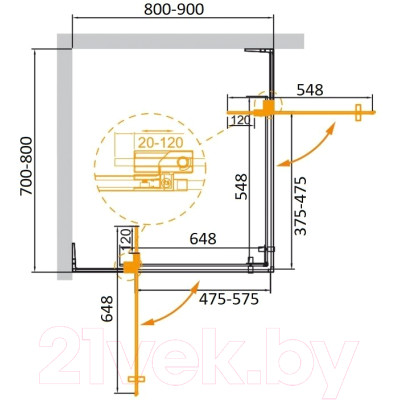 Душевой уголок Cezares SLIDER-AH-2-70/80-80/90-GRIGIO-BORO