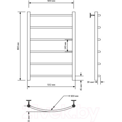 Полотенцесушитель водяной Indigo Arc 80x50 / LAW80-50