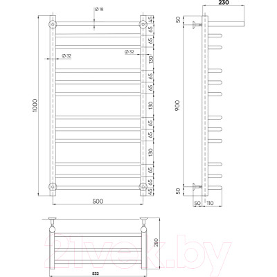 Полотенцесушитель водяной Indigo Brace 100x50 / LBCW100-50P