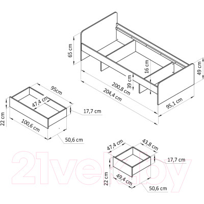 Односпальная кровать Dipriz Borо 90x200 / Д.80070.2