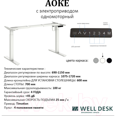 Письменный стол WellDesk WDЕ Evolution 139.5x80x1.8