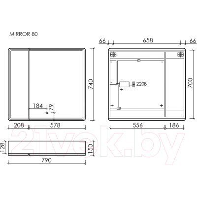 Шкаф с зеркалом для ванной Sancos Mirror MI80EG