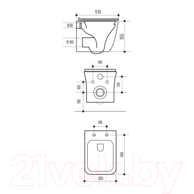 Унитаз подвесной Wave Quadro / 550505