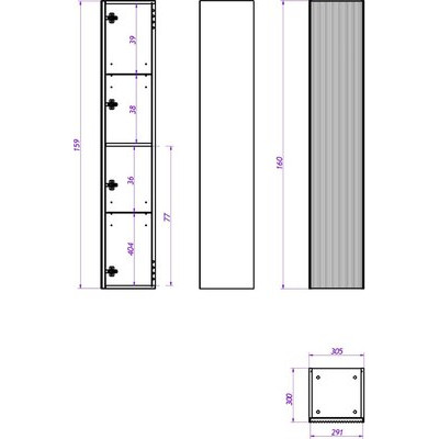 Шкаф-пенал для ванной La Fenice Terra 30x160 / FNC-05-TER-G-30