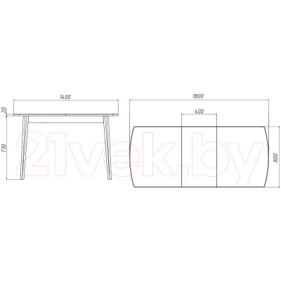 Обеденный стол Белдревизделие Монте Кристо 140-180x80x75 дубовый