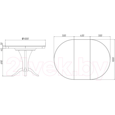 Обеденный стол Белдревизделие Кадрус 100-140x100x75 дубовый