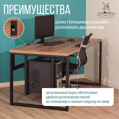 Столешница для стола Millwood С вырезом 130x80x3.6