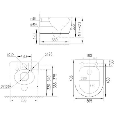 Унитаз подвесной Roxen Antares Bidet 530185-01X