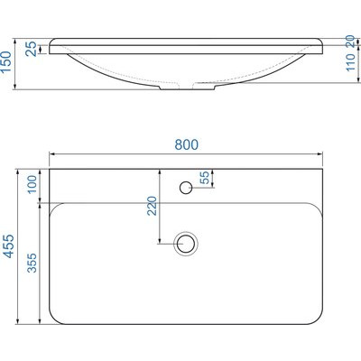 Умывальник Madera Solo.08.80/W/RL / 4680173710447