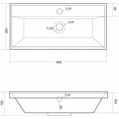 Умывальник Madera Classica Slim 80x36