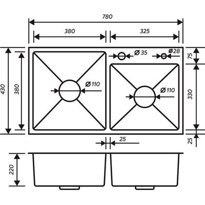 Мойка кухонная РМС MR-7843BL