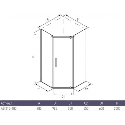 Душевой уголок Alex Baitler AB 215-100 + поддон AB10017V-1