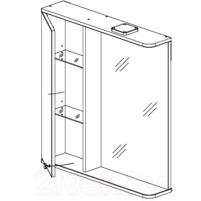 Шкаф с зеркалом для ванной СанитаМебель Камелия-11.70 Д2