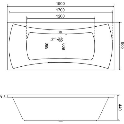 Ванна акриловая Lauter Belgravia 190x90 с каркасом 220000К3 / 21110190