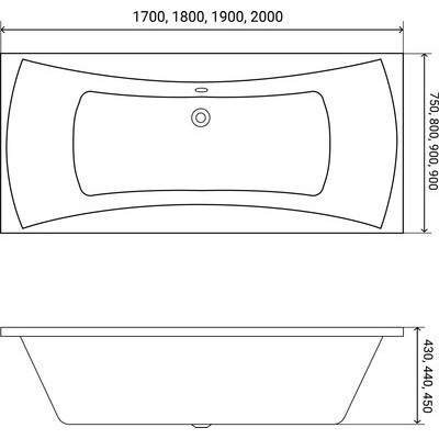 Ванна акриловая Lauter Belgravia 190x90 с каркасом 220000К3 / 21110190