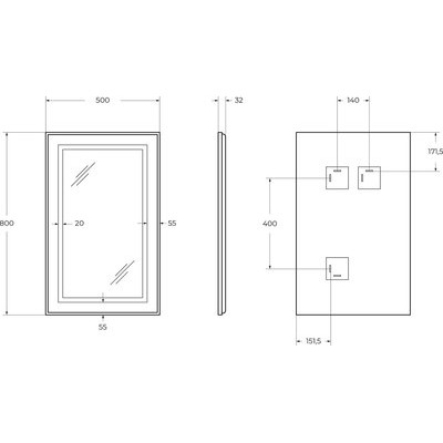 Зеркало BelBagno SPC-KRAFT-500-800-SENS-NERO