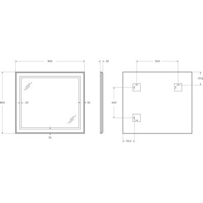 Зеркало BelBagno SPC-KRAFT-900-800-SENS-AL