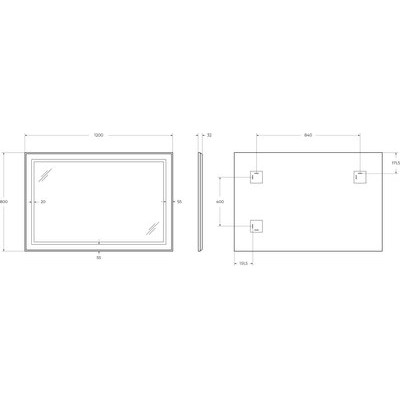 Зеркало BelBagno SPC-KRAFT-1200-800-SENS-AL