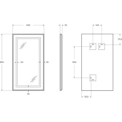 Зеркало BelBagno SPC-KRAFT-500-900-SENS-NERO