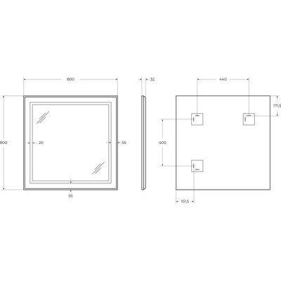 Зеркало BelBagno SPC-KRAFT-800-800-SENS-AL