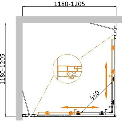 Душевой уголок Cezares MOLVENO-A-22-100+20-C-BORO-IV