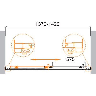 Душевая дверь Cezares MOLVENO-BF-1-140-C-BORO-IV