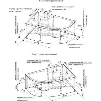 Ванна акриловая Radomir 149x96 Ирма Люкс / 2-83-2-1-9-216