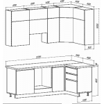 Кухонный гарнитур ВерсоМебель Эко Премиум 1.2x2.2 правая