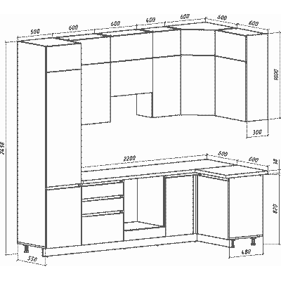 Кухонный гарнитур ВерсоМебель Эко Премиум 1.2x2.7 правая