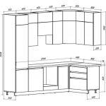 Кухонный гарнитур ВерсоМебель Эко Премиум 1.4x2.7 правая
