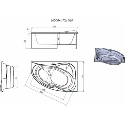 Ванна акриловая Alex Baitler Ladoga R 170x110