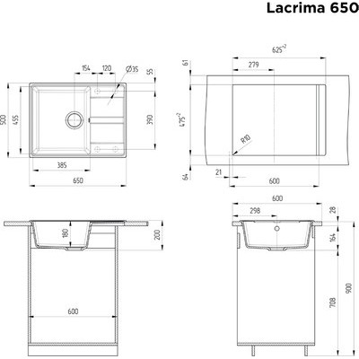 Мойка кухонная Maunfeld Lacrima 650 MFQS-650B