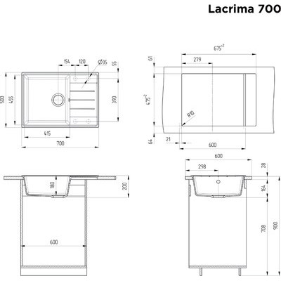 Мойка кухонная Maunfeld Lacrima 700 MFQS-700B