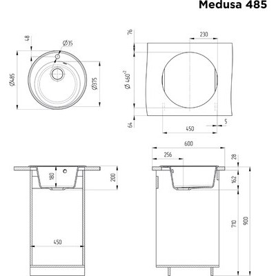 Мойка кухонная Maunfeld Medusa 485 MFQS-485B