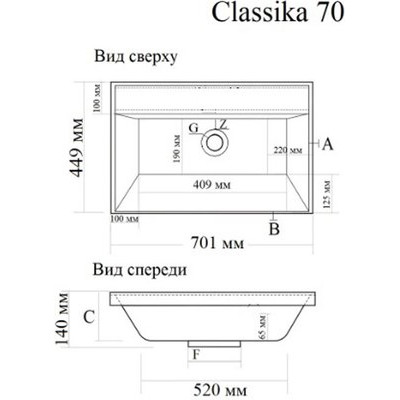 Умывальник Madera Классика 70 / 4627173210171-б/о