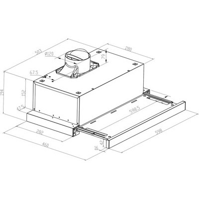 Вытяжка телескопическая MEFERI SLIDEBOX60BK Glass Ultra