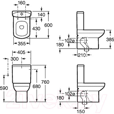 Унитаз напольный Roca Dama Senso Compacto 734151B000 + 7342518000 + ZRU9000040