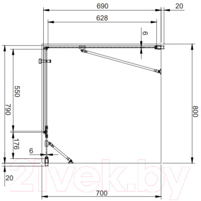 Душевой уголок Omnires Manhattan ADC80X-A + ADR70X